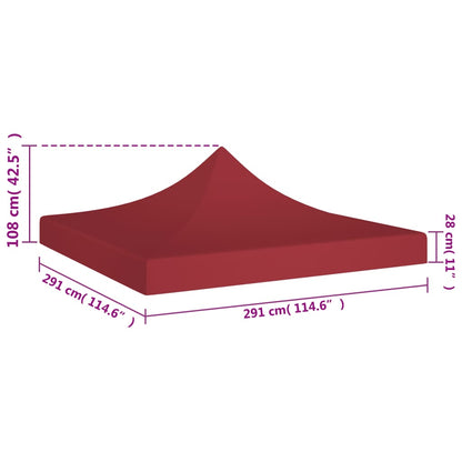 vidaXL Party Tent Roof 3x3 m Burgundy 270 g/m²