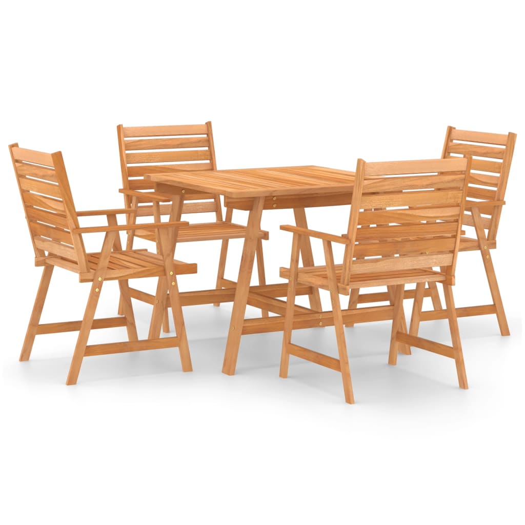 vidaXL Outdoor Dining Set | Natural Wood | Solid Acacia wood | 5-Piece | Durable