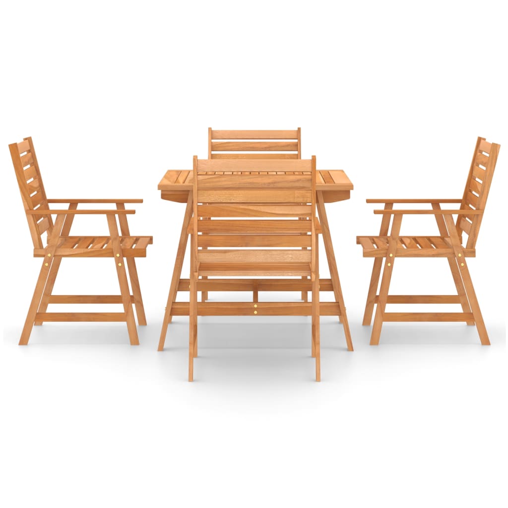 vidaXL Outdoor Dining Set | Natural Wood | Solid Acacia wood | 5-Piece | Durable