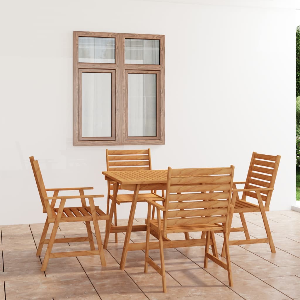 vidaXL Outdoor Dining Set | Natural Wood | Solid Acacia wood | 5-Piece | Durable