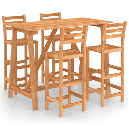 vidaXL Outdoor Bar Set | Natural wood | Solid acacia wood | Medium | Footrest
