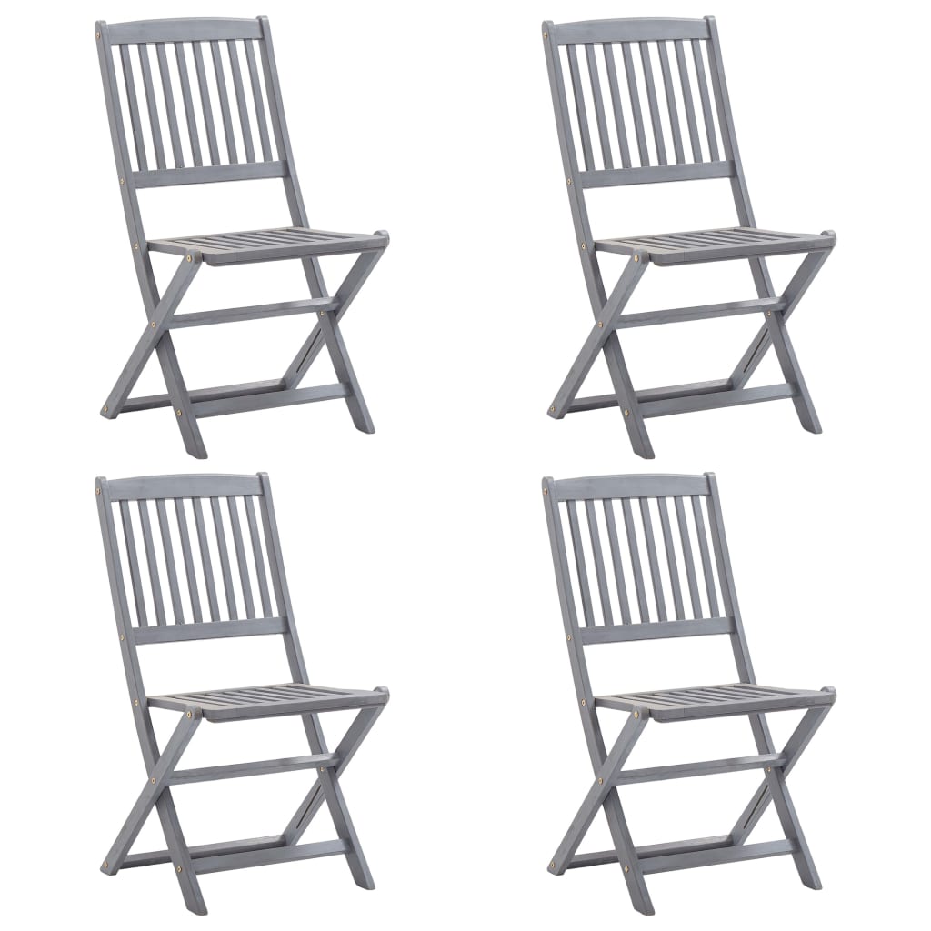 vidaXL 5 Piece Garden Dining Set Solid Acacia Wood Grey