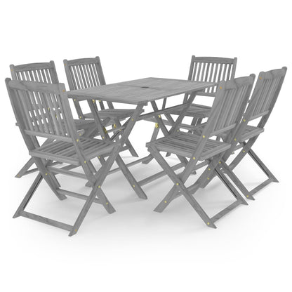 vidaXL Garden Dining Set | Grey | Solid acacia wood | Medium | Foldable
