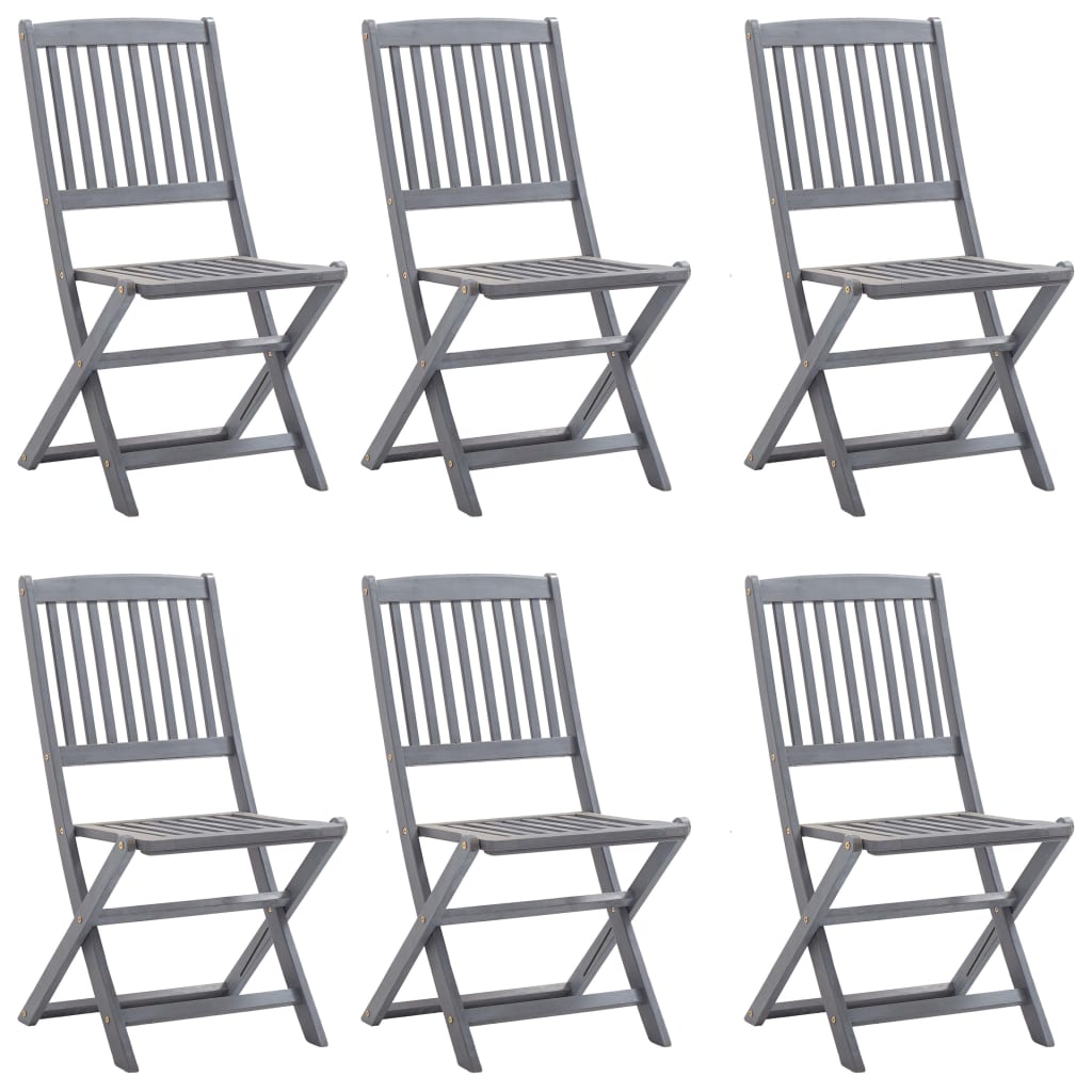 vidaXL Garden Dining Set | Grey | Solid acacia wood | Medium | Foldable