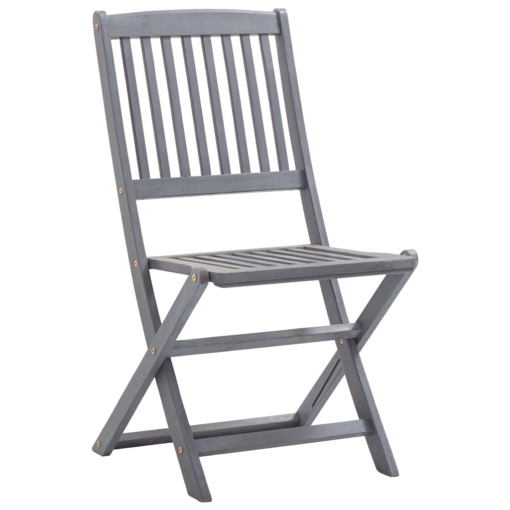 vidaXL Garden Dining Set | Grey | Solid acacia wood | Medium | Foldable