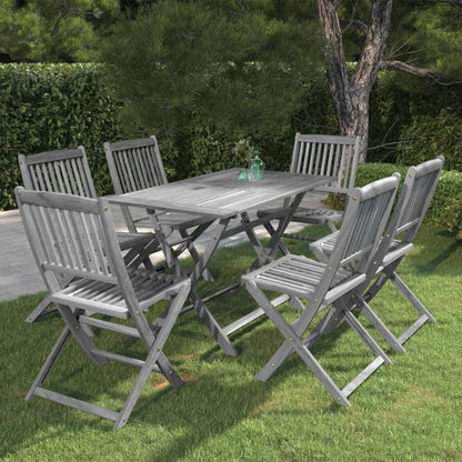vidaXL Garden Dining Set | Grey | Solid acacia wood | Medium | Foldable