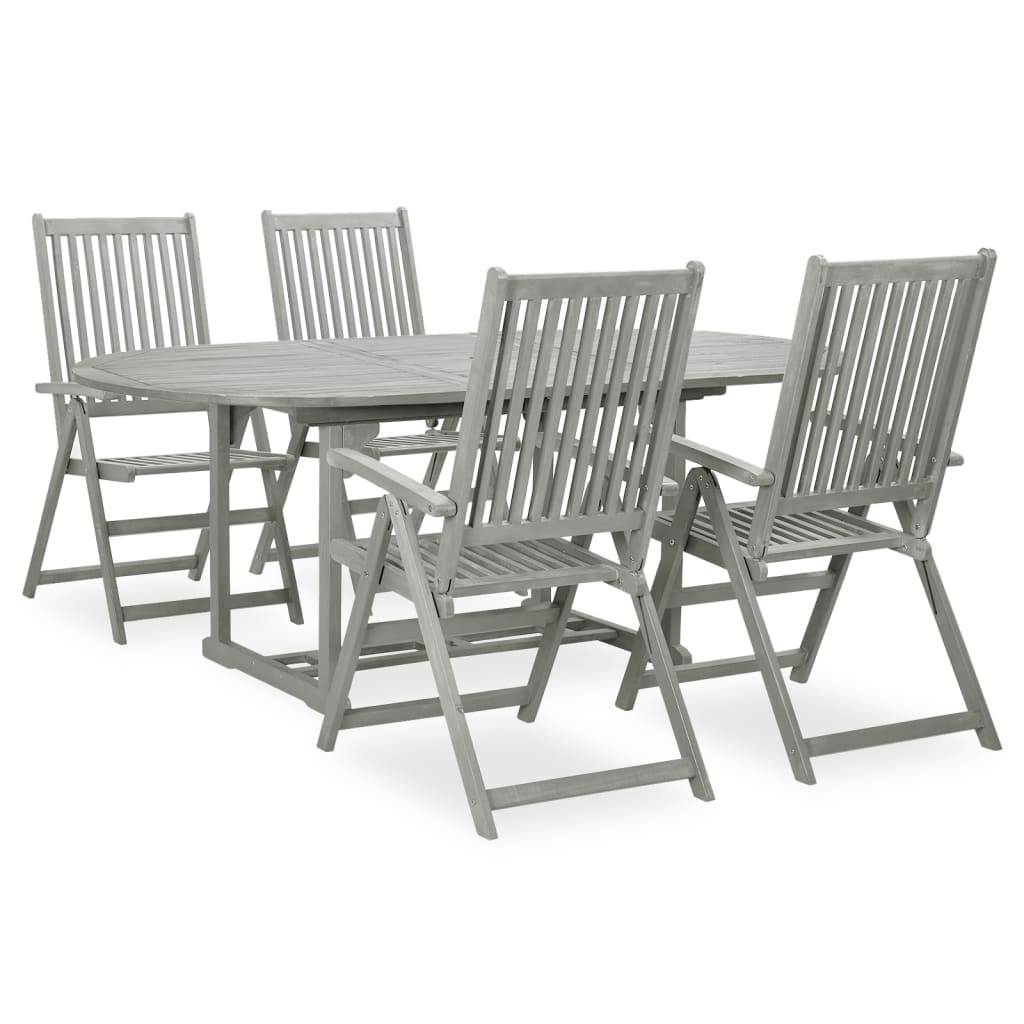 vidaXL Garden Dining Set | Grey wash | Solid acacia wood | Large | Foldable