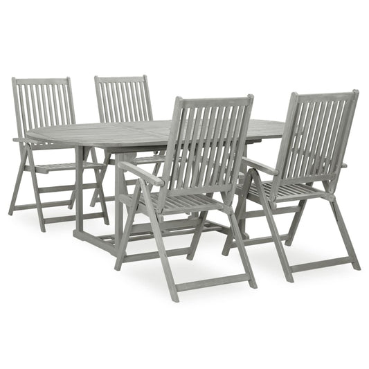 vidaXL Garden Dining Set | Grey wash | Solid acacia wood | Large | Foldable