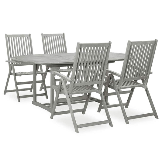 vidaXL 5 Piece Garden Dining Set (150-200)x100 cm Grey