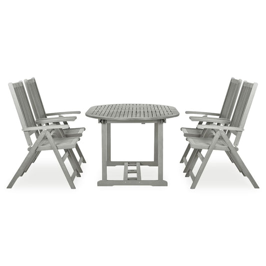 vidaXL Garden Dining Set | Grey wash | Solid acacia wood | Large | Foldable
