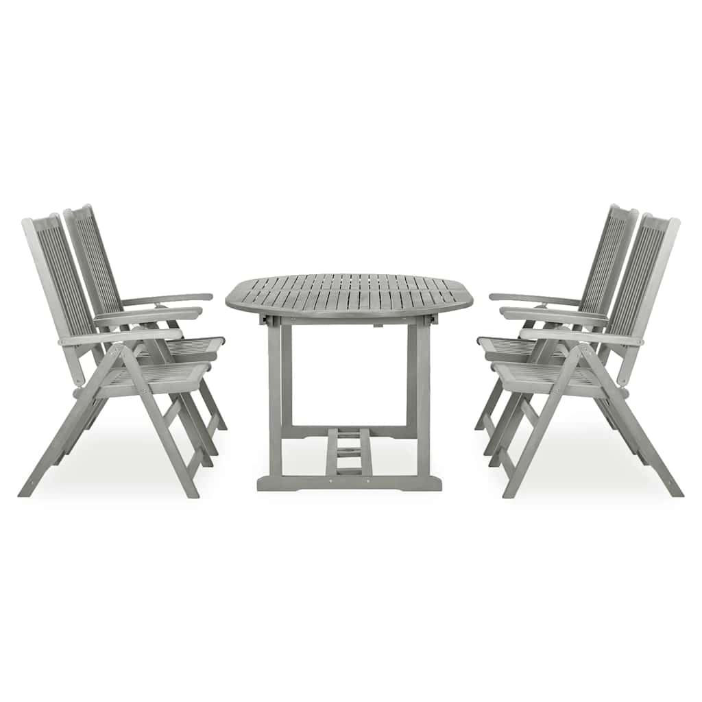 vidaXL 5 Piece Garden Dining Set (150-200)x100cm Solid Acacia Wood Grey