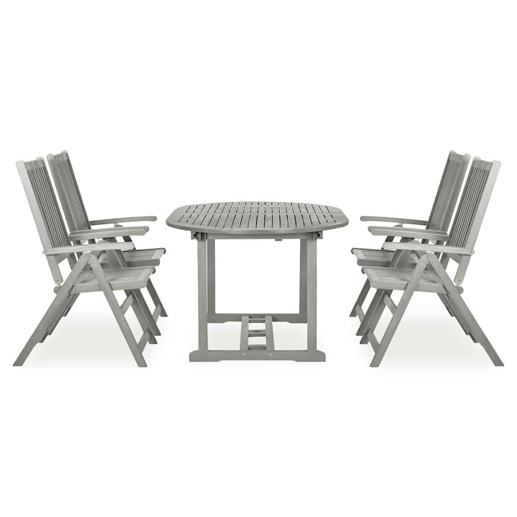 vidaXL 5 Piece Garden Dining Set (150-200)x100 cm Grey