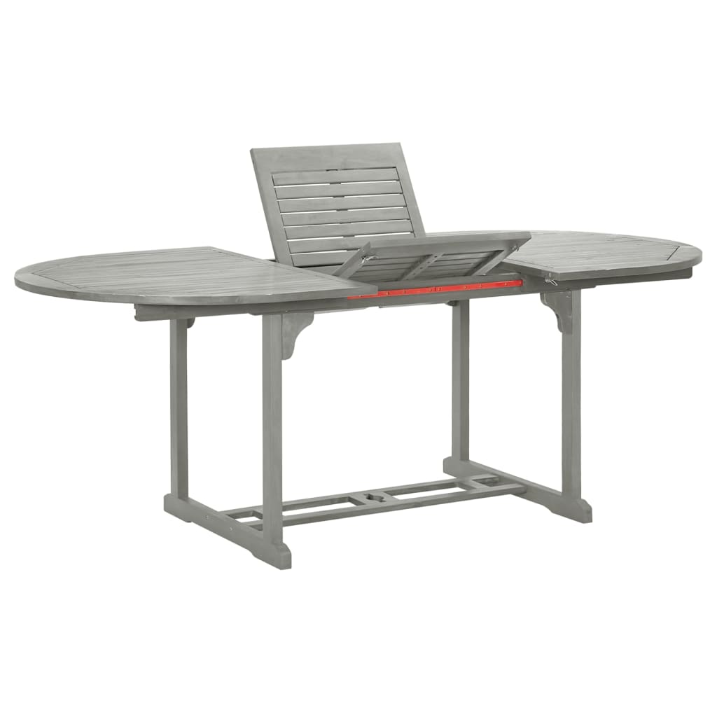 vidaXL Garden Dining Set | Grey wash | Solid acacia wood | Large | Foldable