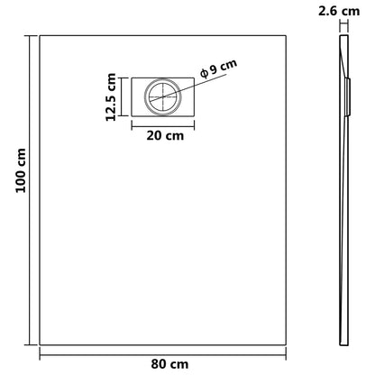 vidaXL Shower Base Tray SMC Brown 100x80 cm
