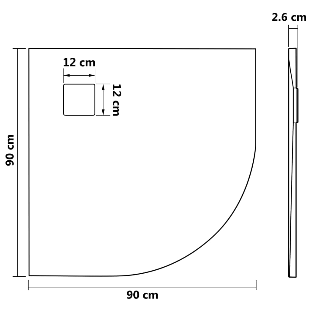 vidaXL Shower Base Tray SMC Brown 90x90 cm