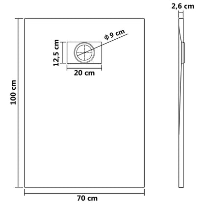 vidaXL Shower Base Tray SMC Grey 100x70 cm
