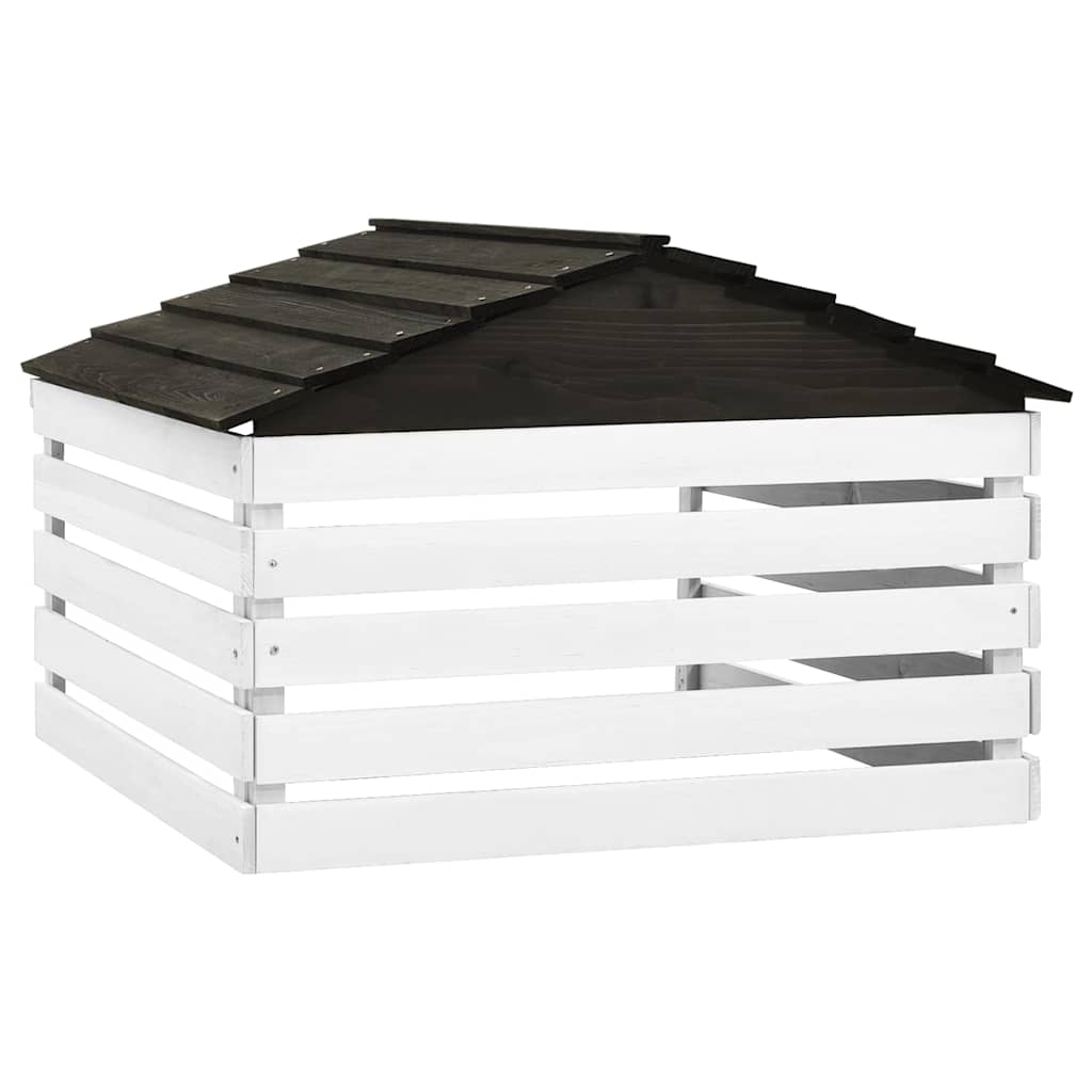 315300 vidaXL Robotic Lawn Mower Garage Black and White 78x74x54 cm Firwood