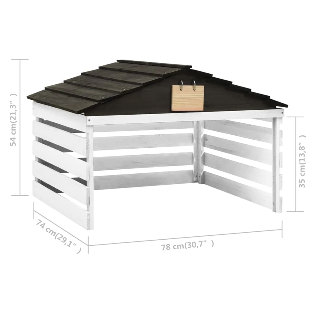 315300 vidaXL Robotic Lawn Mower Garage Black and White 78x74x54 cm Firwood