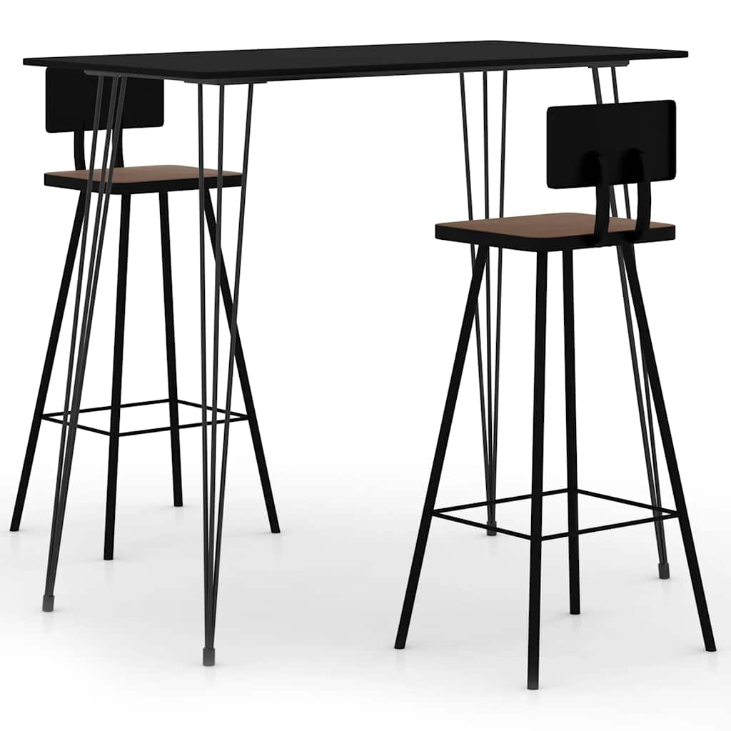 vidaXL Bar Set | Black | MDF | Standard | Footrest | Bar Set | Rectangular