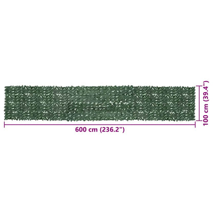 vidaXL Balcony Screen with Dark Green Leaves 600x100 cm