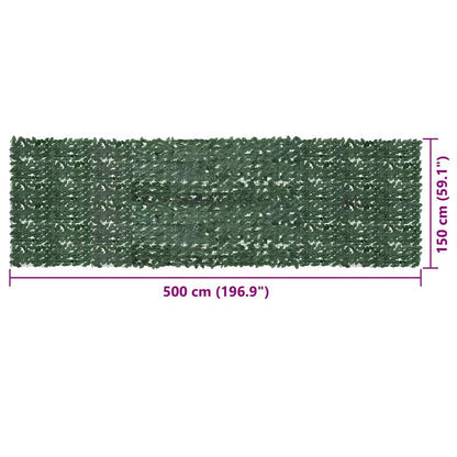 vidaXL Balcony Screen with Dark Green Leaves 500x150 cm