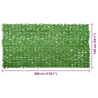 vidaXL Balcony Screen with Green Leaves 300x150 cm