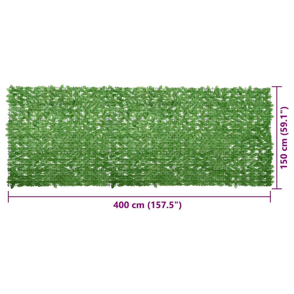 vidaXL Balcony Screen with Green Leaves 400x150 cm