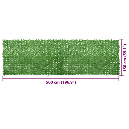 vidaXL Balcony Screen with Green Leaves 500x150 cm