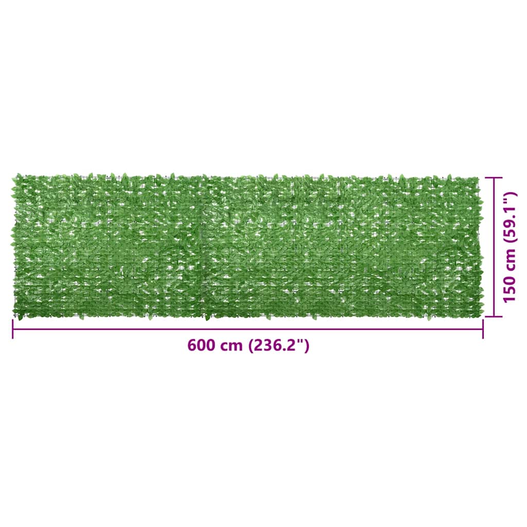 vidaXL Balcony Screen with Green Leaves 600x150 cm