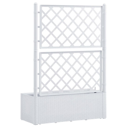 vidaXL Garden Raised Bed with Trellis and Self Watering System White