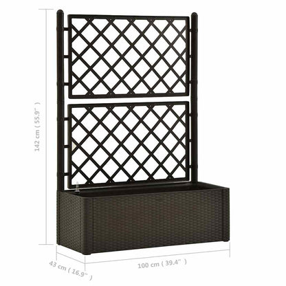 vidaXL Garden Raised Bed with Trellis and Self Watering System Mocha