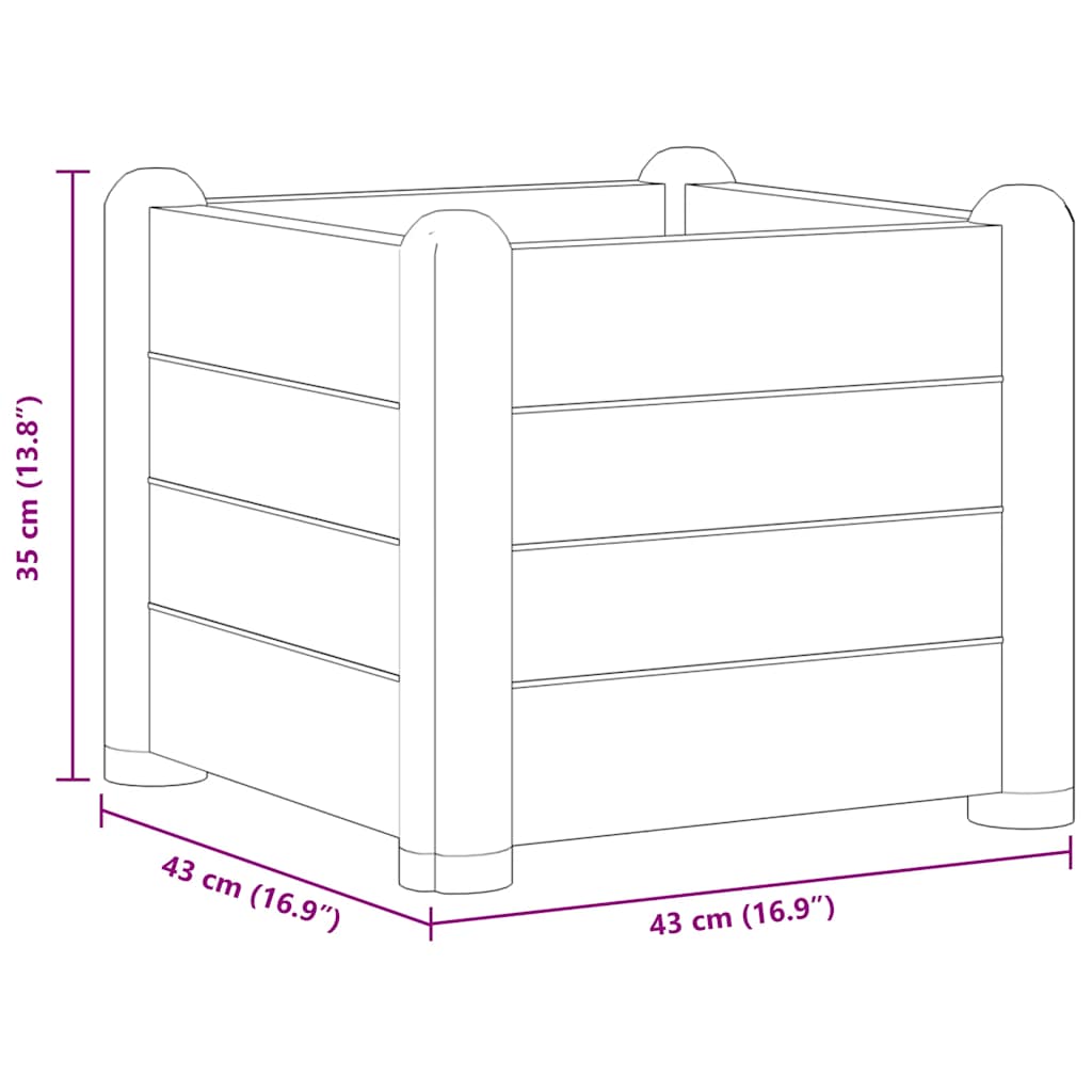 vidaXL Garden Raised Bed PP Mocha 43x43x35 cm