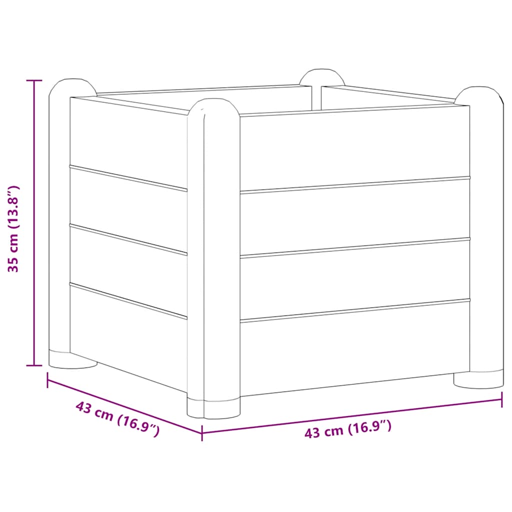 vidaXL Garden Raised Bed PP Anthracite 43x43x35 cm
