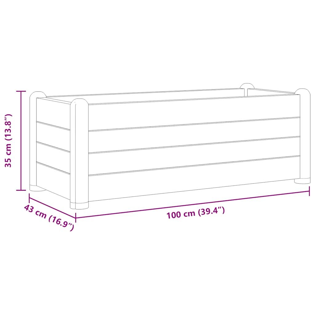 vidaXL Garden Raised Bed PP Anthracite 100x43x35 cm
