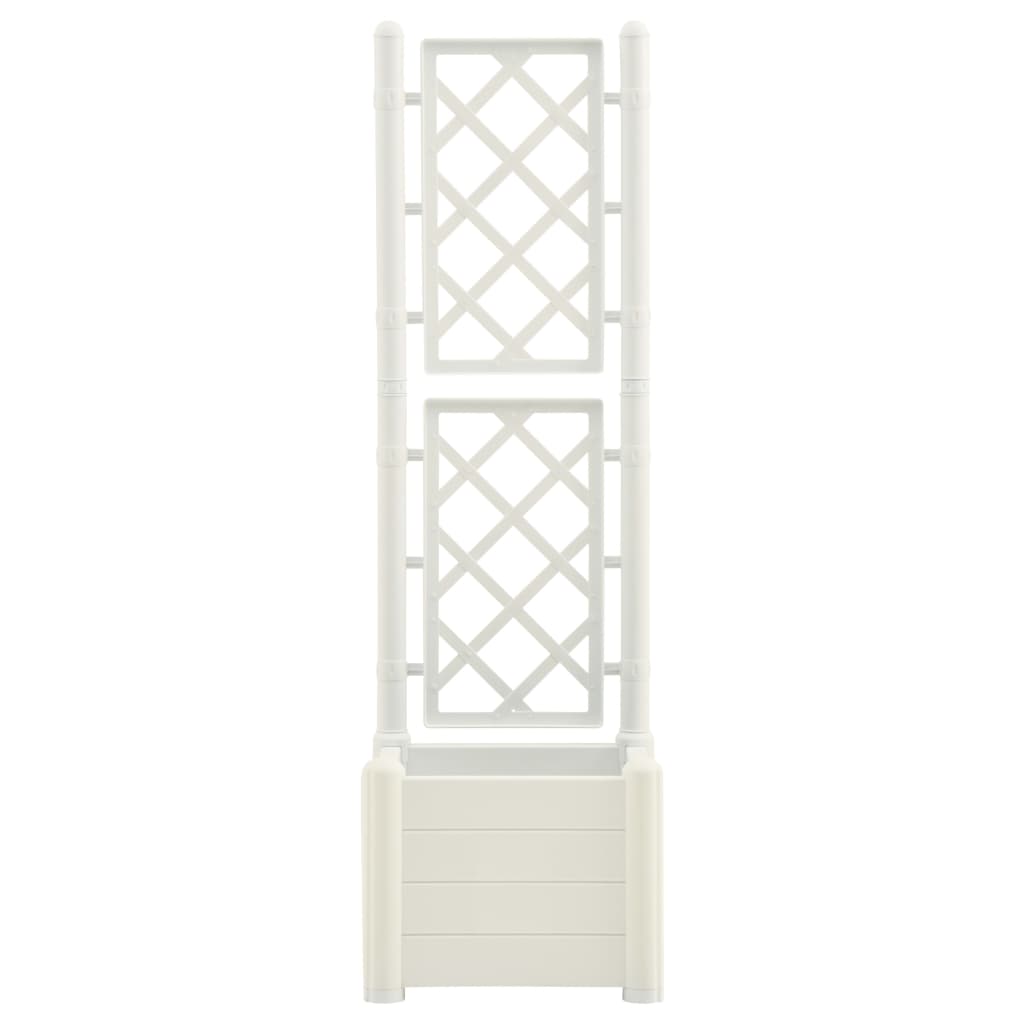 vidaXL Garden Planter with Trellis 43x43x142 cm PP White