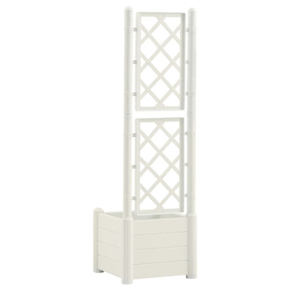 vidaXL Garden Planter with Trellis 43x43x142 cm PP White