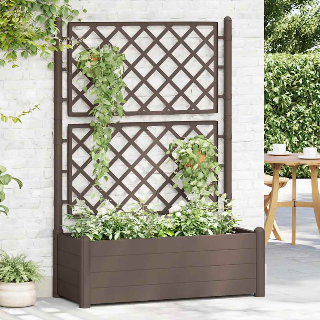 vidaXL Garden Planter with Trellis 100x43x142 cm PP Mocha