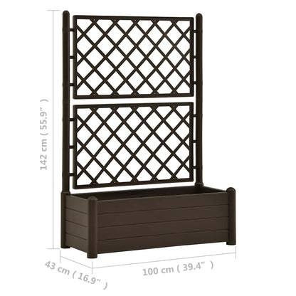 vidaXL Garden Planter with Trellis 100x43x142 cm PP Mocha