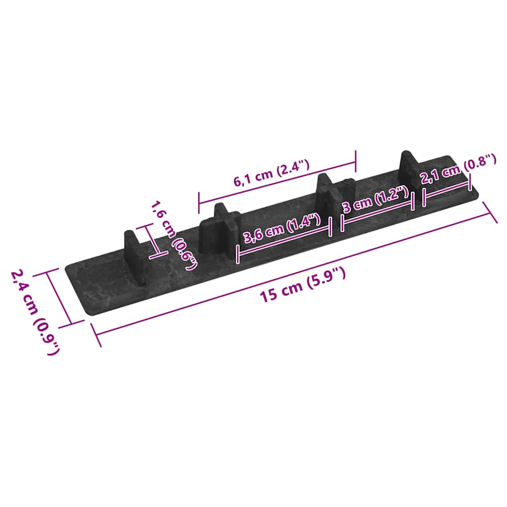 vidaXL Decking End Caps 10 pcs Black Plastic
