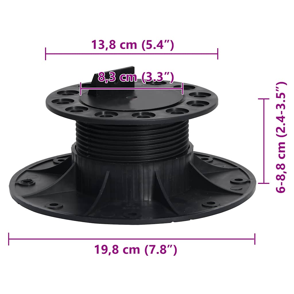 vidaXL Adjustable Feet for Decking 10 pcs 60-88 mm