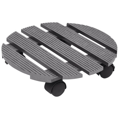 vidaXL Plant Trolleys 2 pcs Grey Ø30x7.5 cm WPC