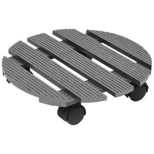 vidaXL Plant Trolleys 2 pcs Grey Ø30x7.5 cm WPC