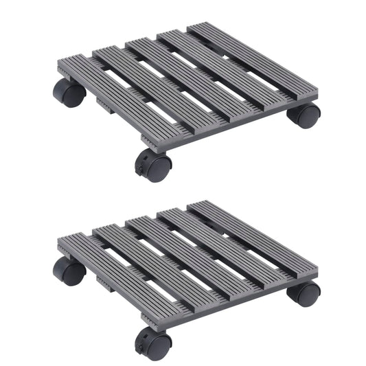 vidaXL Plant Trolley | Set of 2 | Grey | Wood-plastic composite (WPC)