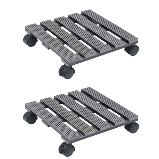149034 vidaXL Plant Trolleys 2 pcs Grey 30x30x7,5 cm WPC