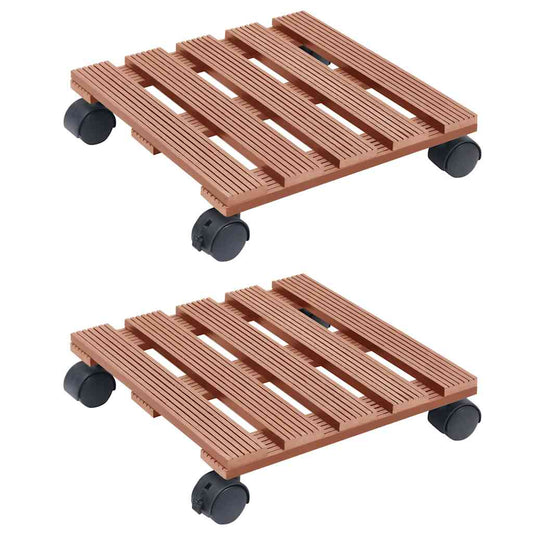 149035 vidaXL Plant Trolleys 2 pcs Brown 30x30x7,5 cm WPC