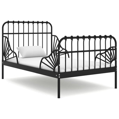 vidaXL Extendable Bed Frame | Black | Powder-coated metal | Single | Extendable