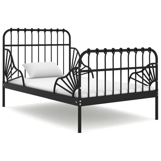 vidaXL Extendable Bed Frame | Black | Powder-coated metal | Single | Extendable