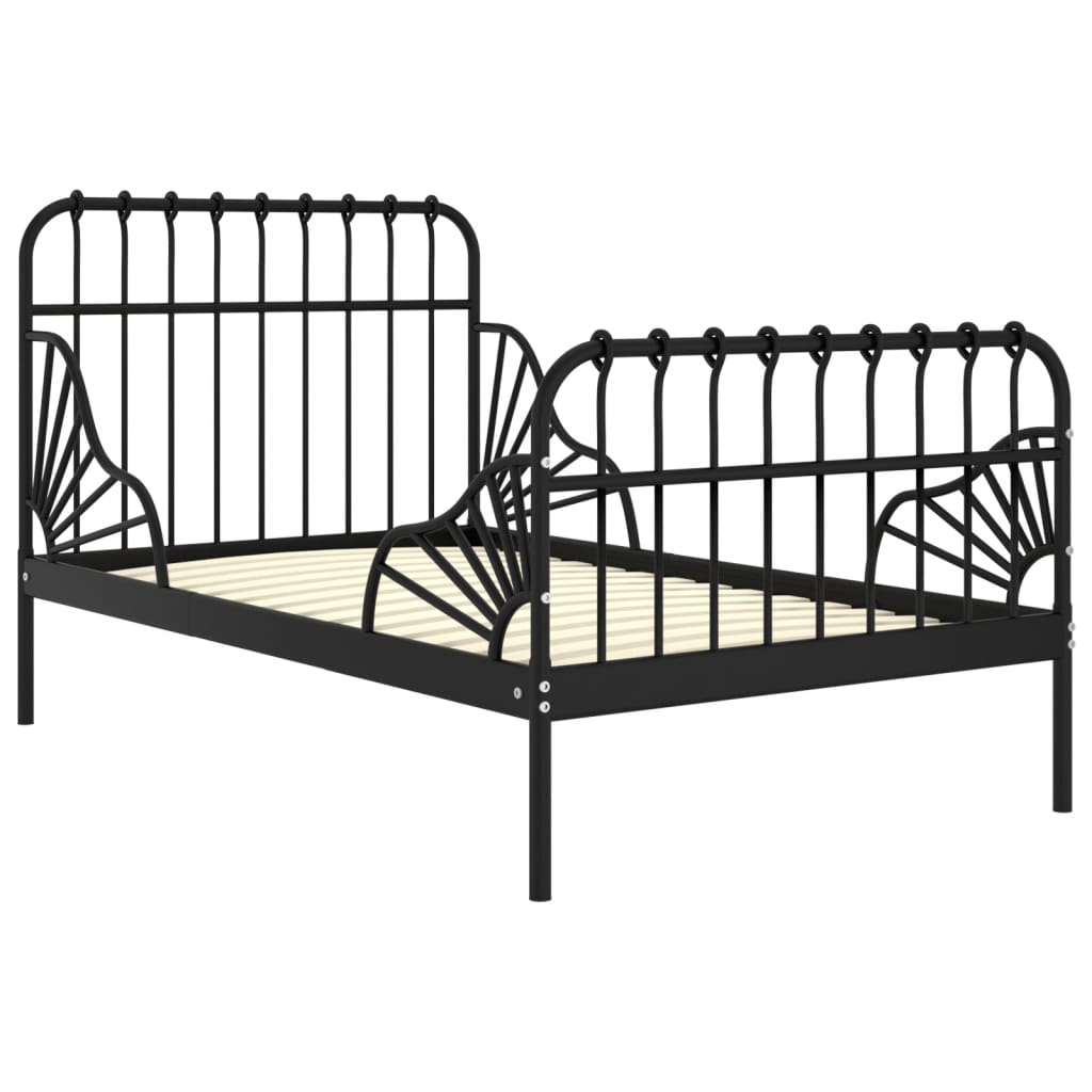 vidaXL Extendable Bed Frame | Black | Powder-coated metal | Single | Extendable