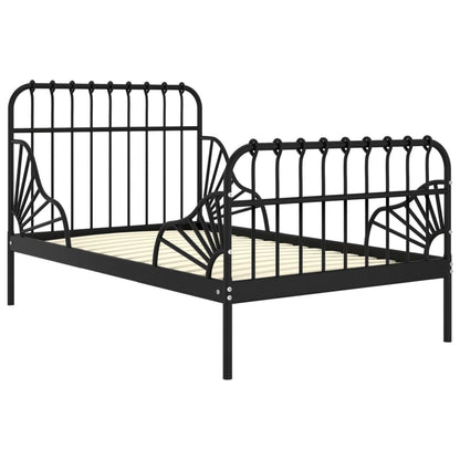 vidaXL Extendable Bed Frame | Black | Powder-coated metal | Single | Extendable