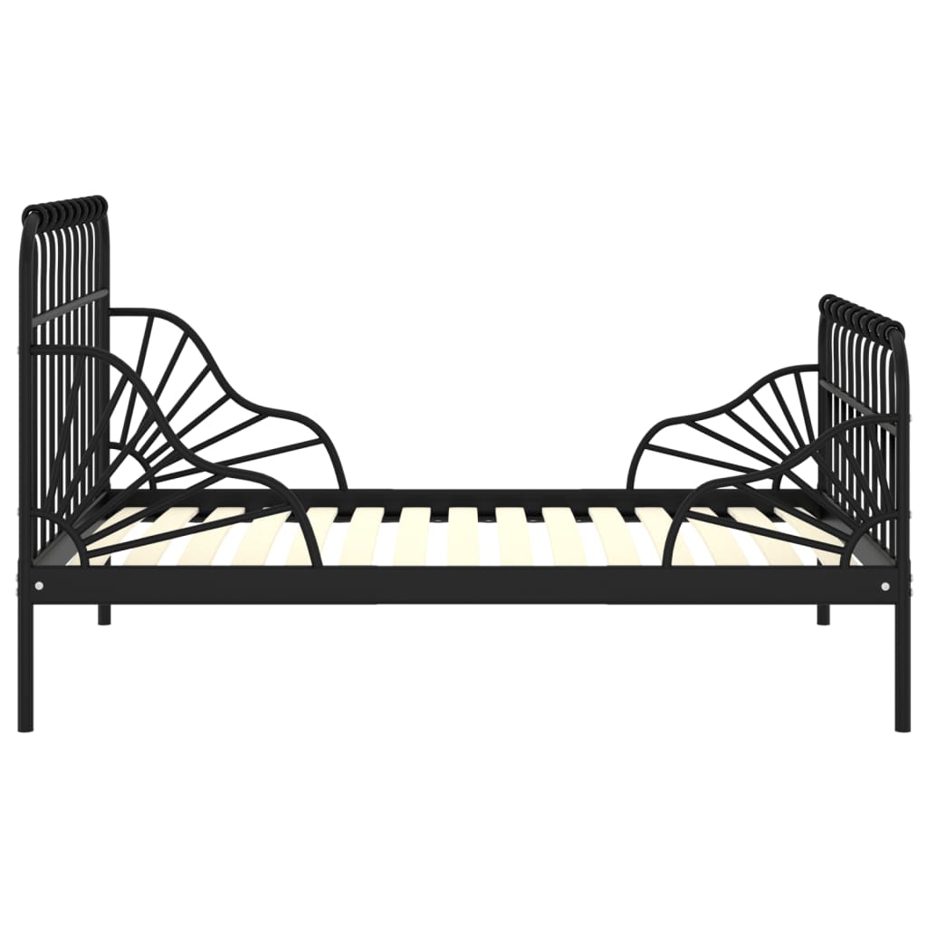 vidaXL Extendable Bed Frame | Black | Powder-coated metal | Single | Extendable